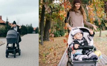 Stroller and baby