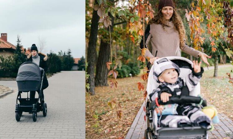 Stroller and baby