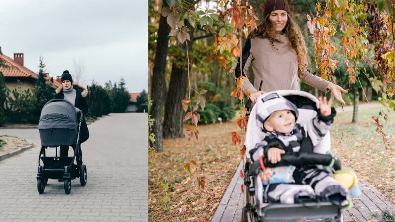 Stroller and baby