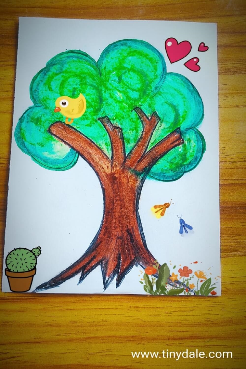 how to draw a tree for kids