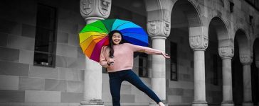 Girl holding umbrella