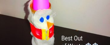Snowman out of waster paper toilet roll